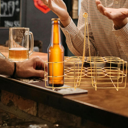 Beer Storage Rack Basket 12 Bottle Beer Holder with Handle Portable Rack Carrier for Bar Ktv Home Party Beverage Storage 11.41 X 8.66 X 11.22 in