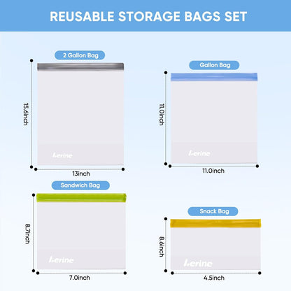 Stand Up Reusable Freezer Bags Dishwasher Safe, Muliticolor