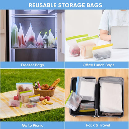 Stand Up Reusable Freezer Bags Dishwasher Safe, Muliticolor