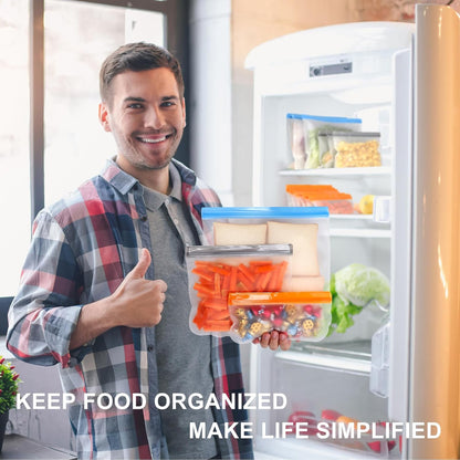 Stand Up Reusable Freezer Bags Dishwasher Safe, Muliticolor