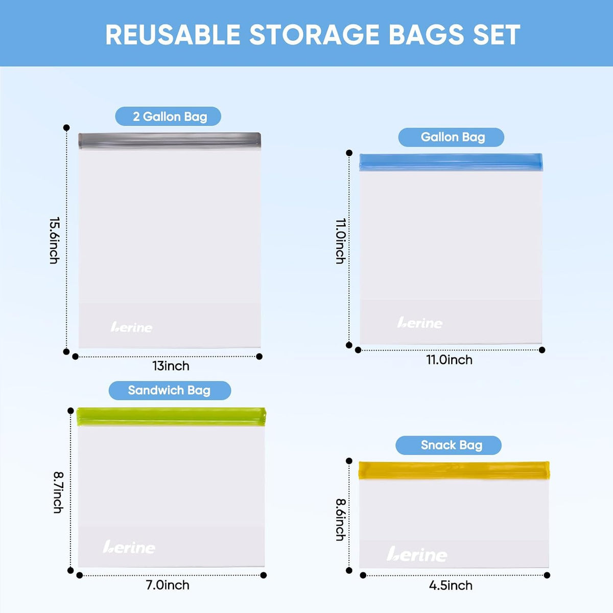Stand Up Reusable Freezer Bags Dishwasher Safe, Muliticolor