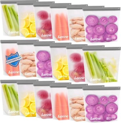 Stand Up Reusable Freezer Bags Dishwasher Safe, Muliticolor