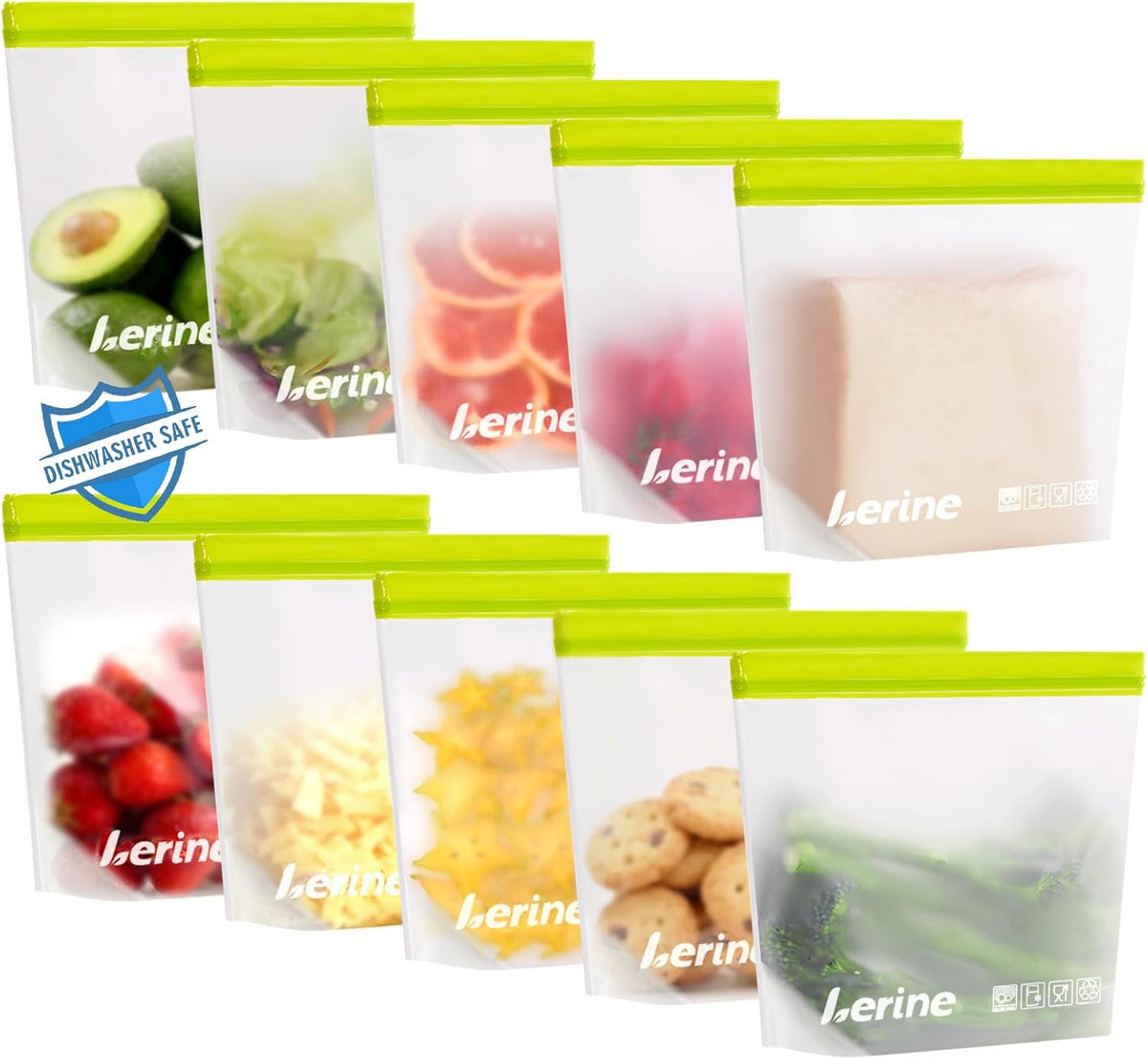 Stand Up Reusable Freezer Bags Dishwasher Safe, Muliticolor