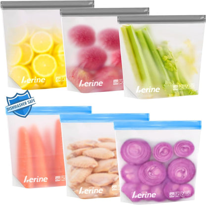 Stand Up Reusable Freezer Bags Dishwasher Safe, Muliticolor