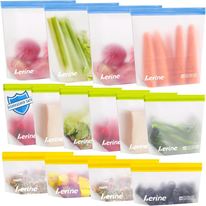 Stand Up Reusable Freezer Bags Dishwasher Safe, Muliticolor