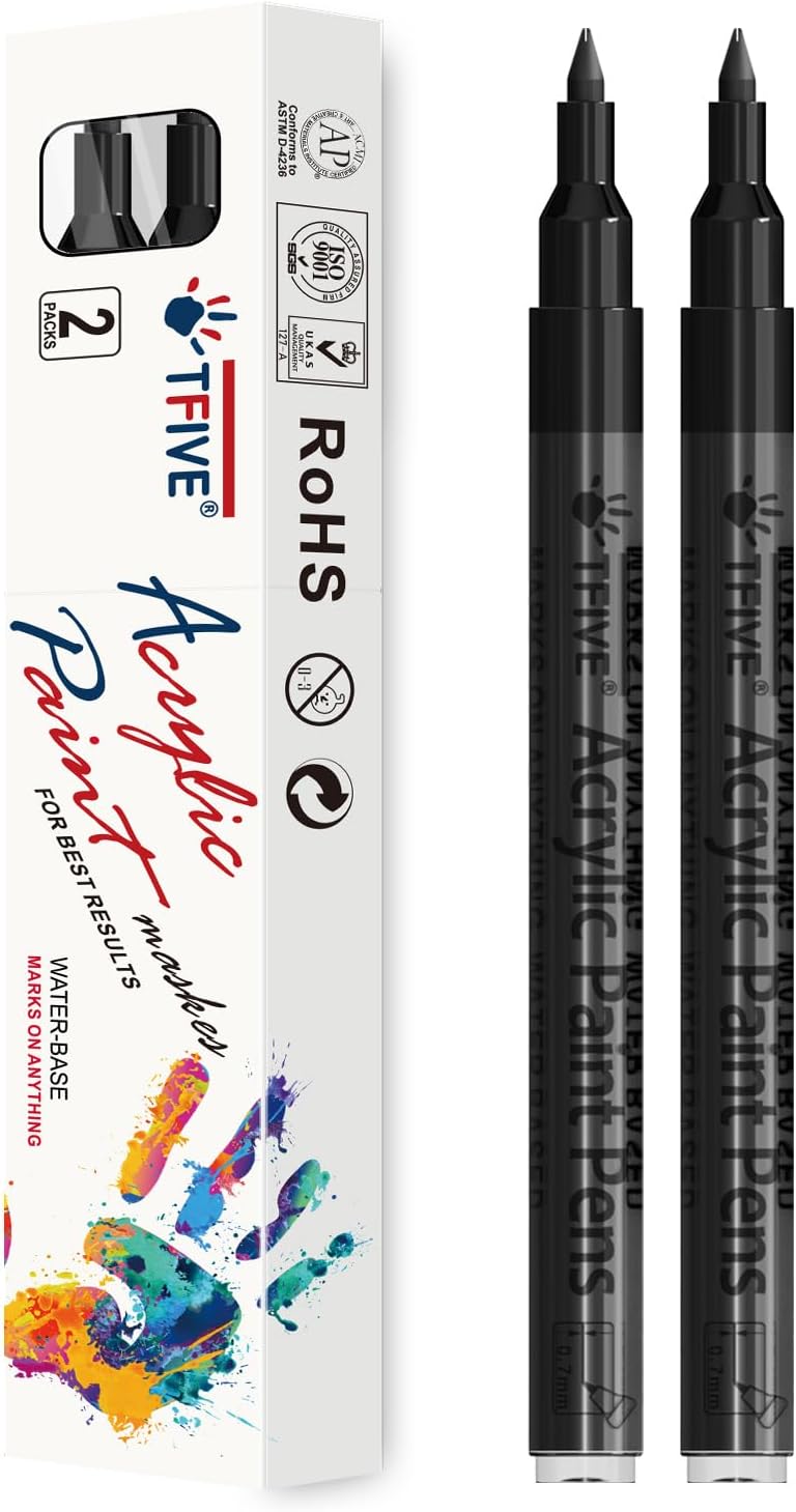 Acrylic Paint Markers Pens, White & Black 0.7mm Extra Fine Tip