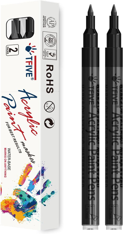 Acrylic Paint Markers Pens, White & Black 0.7mm Extra Fine Tip