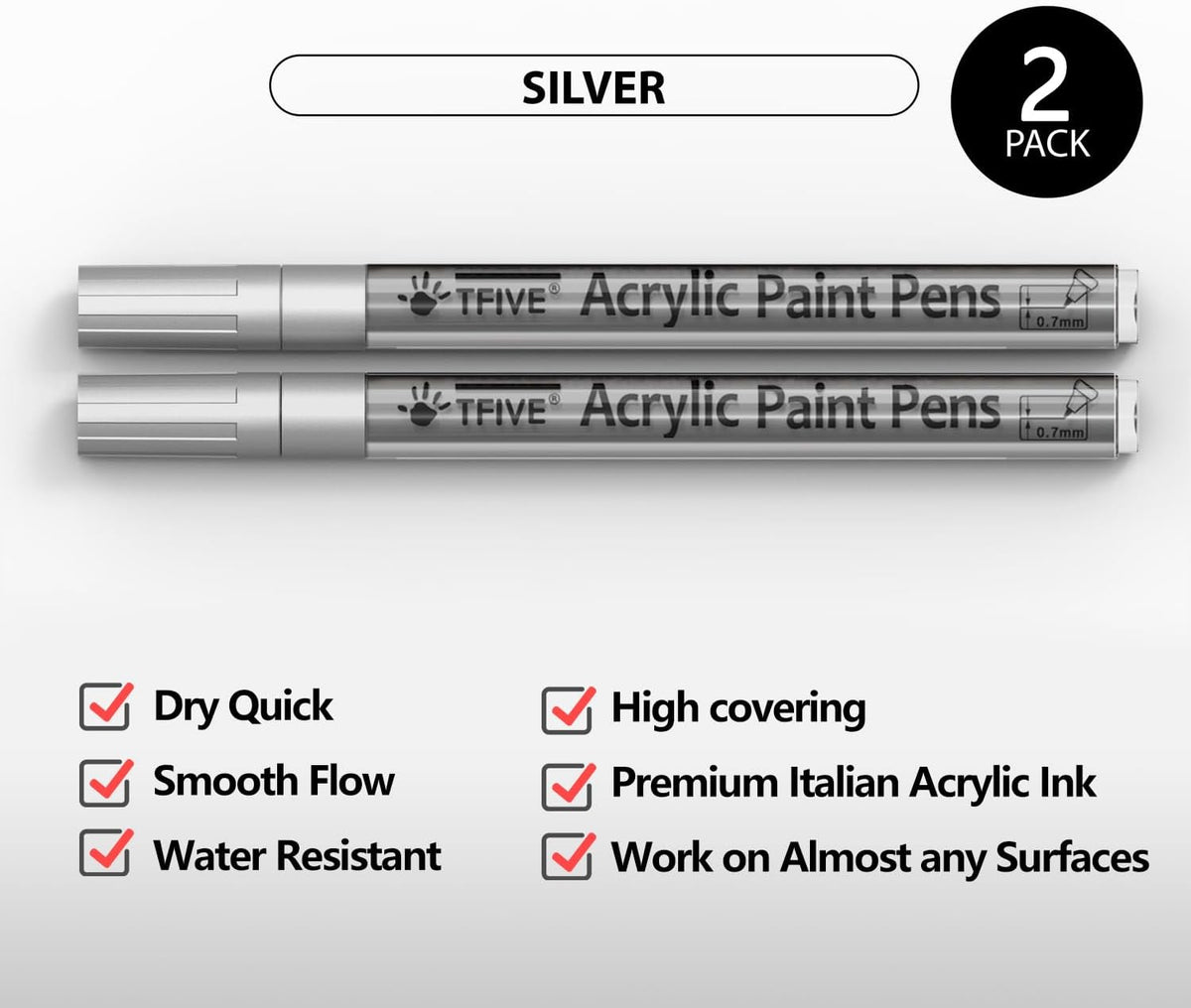 Acrylic Paint Markers Pens, White & Black 0.7mm Extra Fine Tip