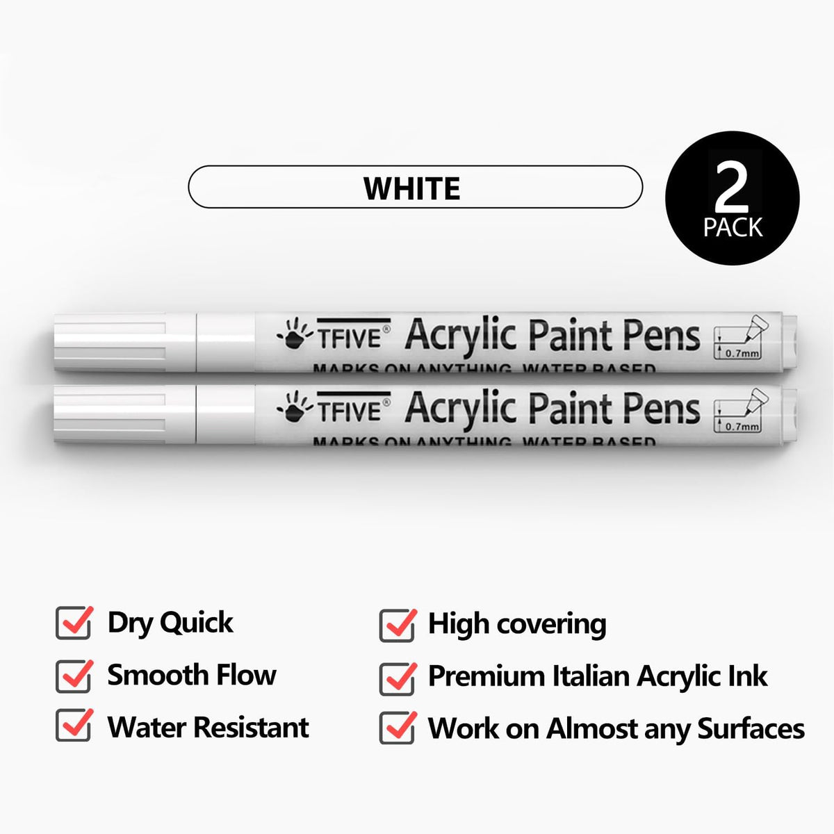 Acrylic Paint Markers Pens, White & Black 0.7mm Extra Fine Tip