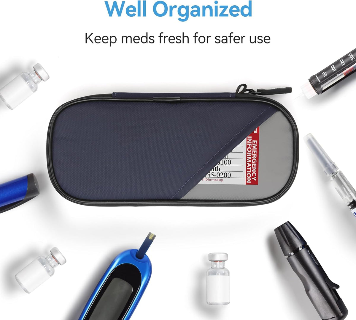 Insulin Pen Cooler Travel Case Diabetic Medication Insulated Cool Organizer with 2 Reusable Ice Packs for Insulin Pen and Other Diabetic Supplies, for the Daily Life and Trip(Black)