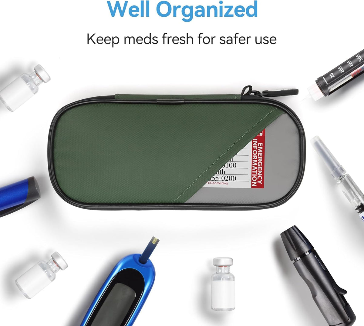 Insulin Pen Cooler Travel Case Diabetic Medication Insulated Cool Organizer with 2 Reusable Ice Packs for Insulin Pen and Other Diabetic Supplies, for the Daily Life and Trip(Black)