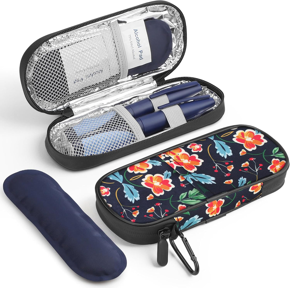Insulin Pen Cooler Travel Case Diabetic Medication Insulated Cool Organizer with 2 Reusable Ice Packs for Insulin Pen and Other Diabetic Supplies, for the Daily Life and Trip(Black)
