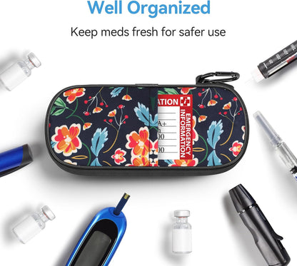 Insulin Pen Cooler Travel Case Diabetic Medication Insulated Cool Organizer with 2 Reusable Ice Packs for Insulin Pen and Other Diabetic Supplies, for the Daily Life and Trip(Black)