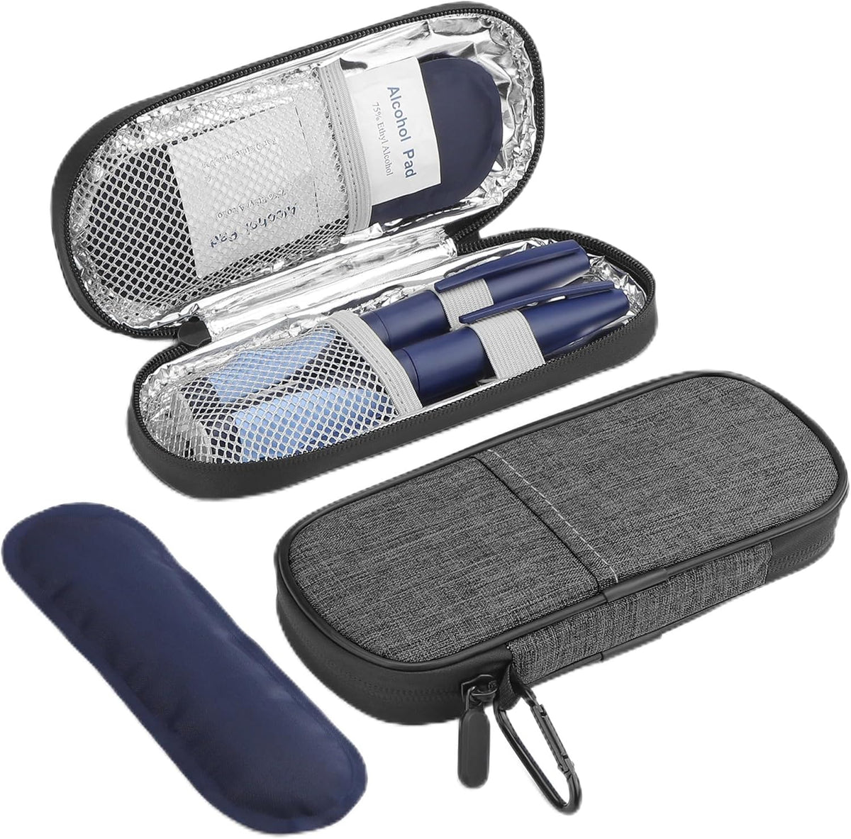 Insulin Pen Cooler Travel Case Diabetic Medication Insulated Cool Organizer with 2 Reusable Ice Packs for Insulin Pen and Other Diabetic Supplies, for the Daily Life and Trip(Black)