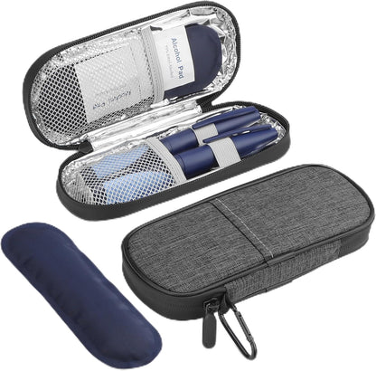 Insulin Pen Cooler Travel Case Diabetic Medication Insulated Cool Organizer with 2 Reusable Ice Packs for Insulin Pen and Other Diabetic Supplies, for the Daily Life and Trip(Black)