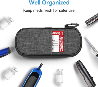 Insulin Pen Cooler Travel Case Diabetic Medication Insulated Cool Organizer with 2 Reusable Ice Packs for Insulin Pen and Other Diabetic Supplies, for the Daily Life and Trip(Black)