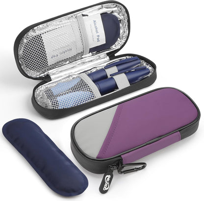 Insulin Pen Cooler Travel Case Diabetic Medication Insulated Cool Organizer with 2 Reusable Ice Packs for Insulin Pen and Other Diabetic Supplies, for the Daily Life and Trip(Black)