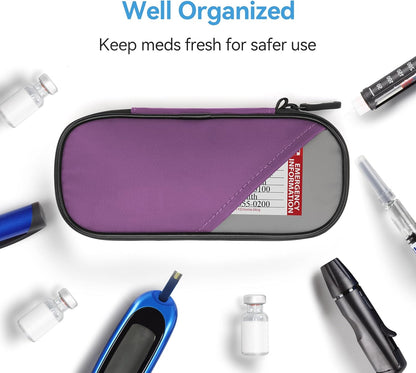 Insulin Pen Cooler Travel Case Diabetic Medication Insulated Cool Organizer with 2 Reusable Ice Packs for Insulin Pen and Other Diabetic Supplies, for the Daily Life and Trip(Black)