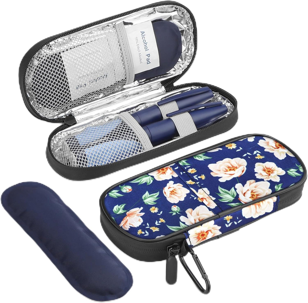 Insulin Pen Cooler Travel Case Diabetic Medication Insulated Cool Organizer with 2 Reusable Ice Packs for Insulin Pen and Other Diabetic Supplies, for the Daily Life and Trip(Black)