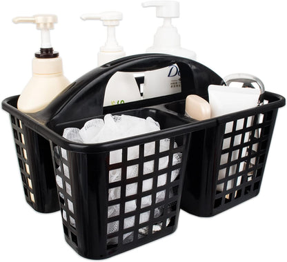 Portable Shower Caddy Basket Plastic Storage Basket with Compartments Grey | Sturdy Large Capacity Cleaning Supplies Organizer Divided Tool Bin for Bathroom Kitchen Bedroom College Dorm Essentials