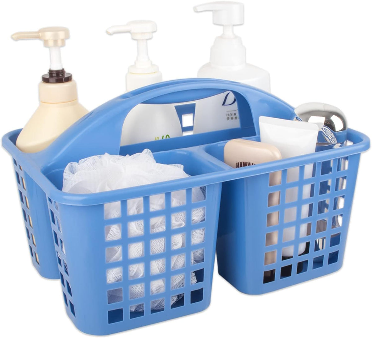 Portable Shower Caddy Basket Plastic Storage Basket with Compartments Grey | Sturdy Large Capacity Cleaning Supplies Organizer Divided Tool Bin for Bathroom Kitchen Bedroom College Dorm Essentials