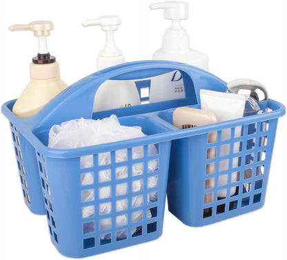 Portable Shower Caddy Basket Plastic Storage Basket with Compartments Grey | Sturdy Large Capacity Cleaning Supplies Organizer Divided Tool Bin for Bathroom Kitchen Bedroom College Dorm Essentials
