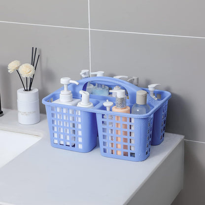 Portable Shower Caddy Basket Plastic Storage Basket with Compartments Grey | Sturdy Large Capacity Cleaning Supplies Organizer Divided Tool Bin for Bathroom Kitchen Bedroom College Dorm Essentials
