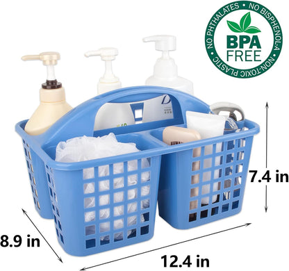 Portable Shower Caddy Basket Plastic Storage Basket with Compartments Grey | Sturdy Large Capacity Cleaning Supplies Organizer Divided Tool Bin for Bathroom Kitchen Bedroom College Dorm Essentials
