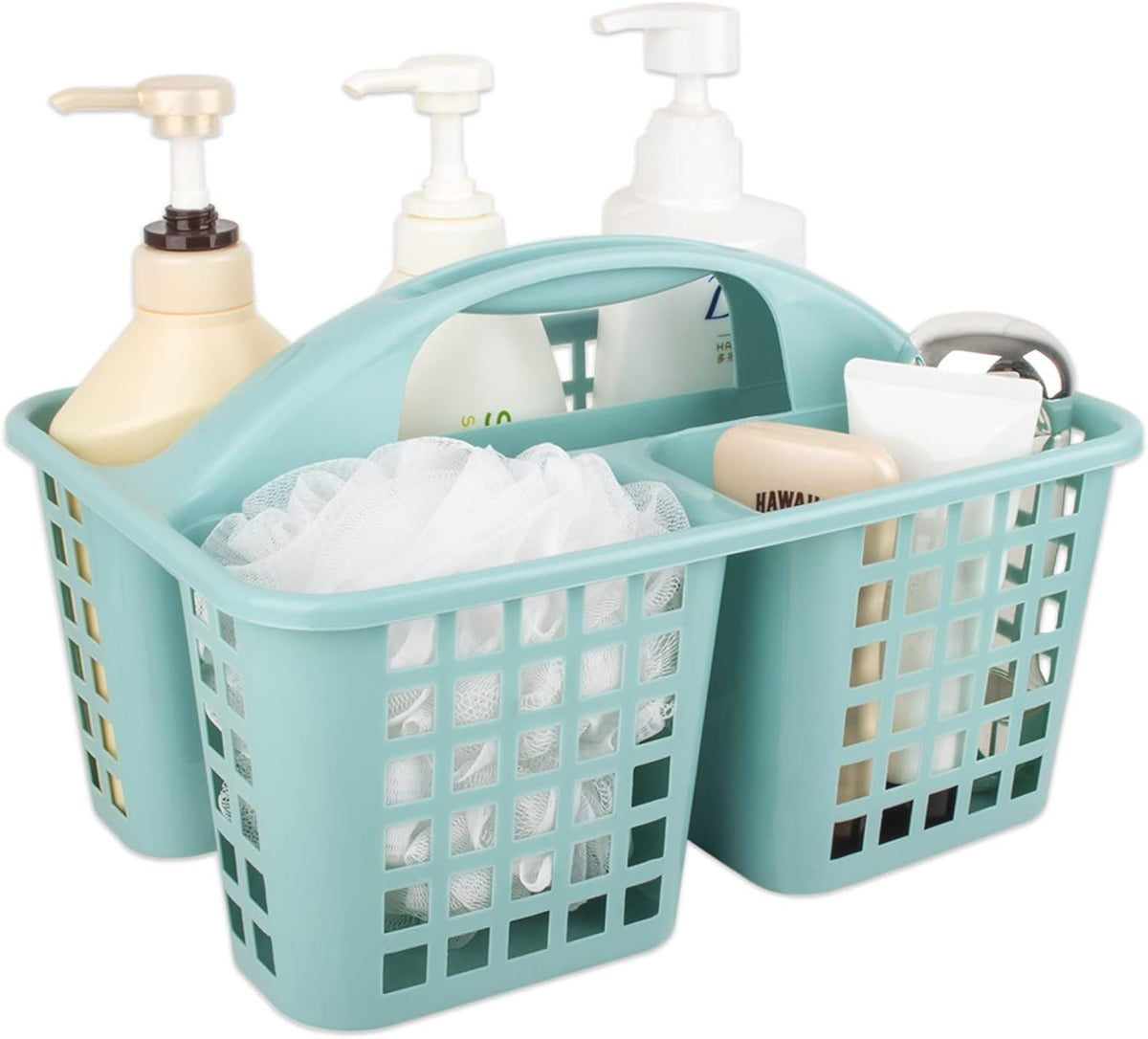 Portable Shower Caddy Basket Plastic Storage Basket with Compartments Grey | Sturdy Large Capacity Cleaning Supplies Organizer Divided Tool Bin for Bathroom Kitchen Bedroom College Dorm Essentials