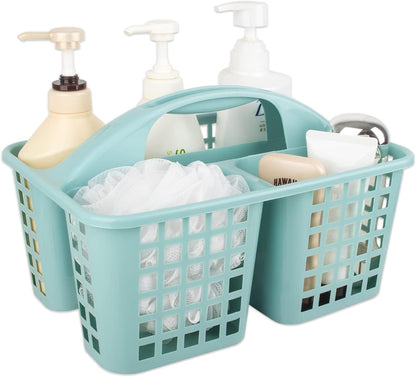 Portable Shower Caddy Basket Plastic Storage Basket with Compartments Grey | Sturdy Large Capacity Cleaning Supplies Organizer Divided Tool Bin for Bathroom Kitchen Bedroom College Dorm Essentials