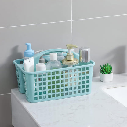 Portable Shower Caddy Basket Plastic Storage Basket with Compartments Grey | Sturdy Large Capacity Cleaning Supplies Organizer Divided Tool Bin for Bathroom Kitchen Bedroom College Dorm Essentials