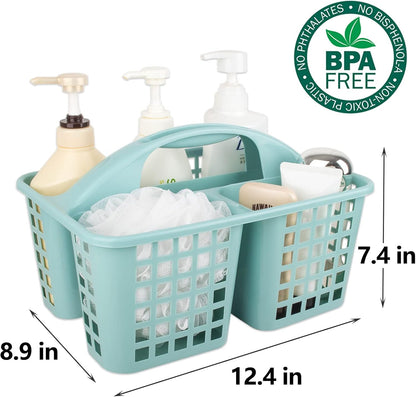 Portable Shower Caddy Basket Plastic Storage Basket with Compartments Grey | Sturdy Large Capacity Cleaning Supplies Organizer Divided Tool Bin for Bathroom Kitchen Bedroom College Dorm Essentials