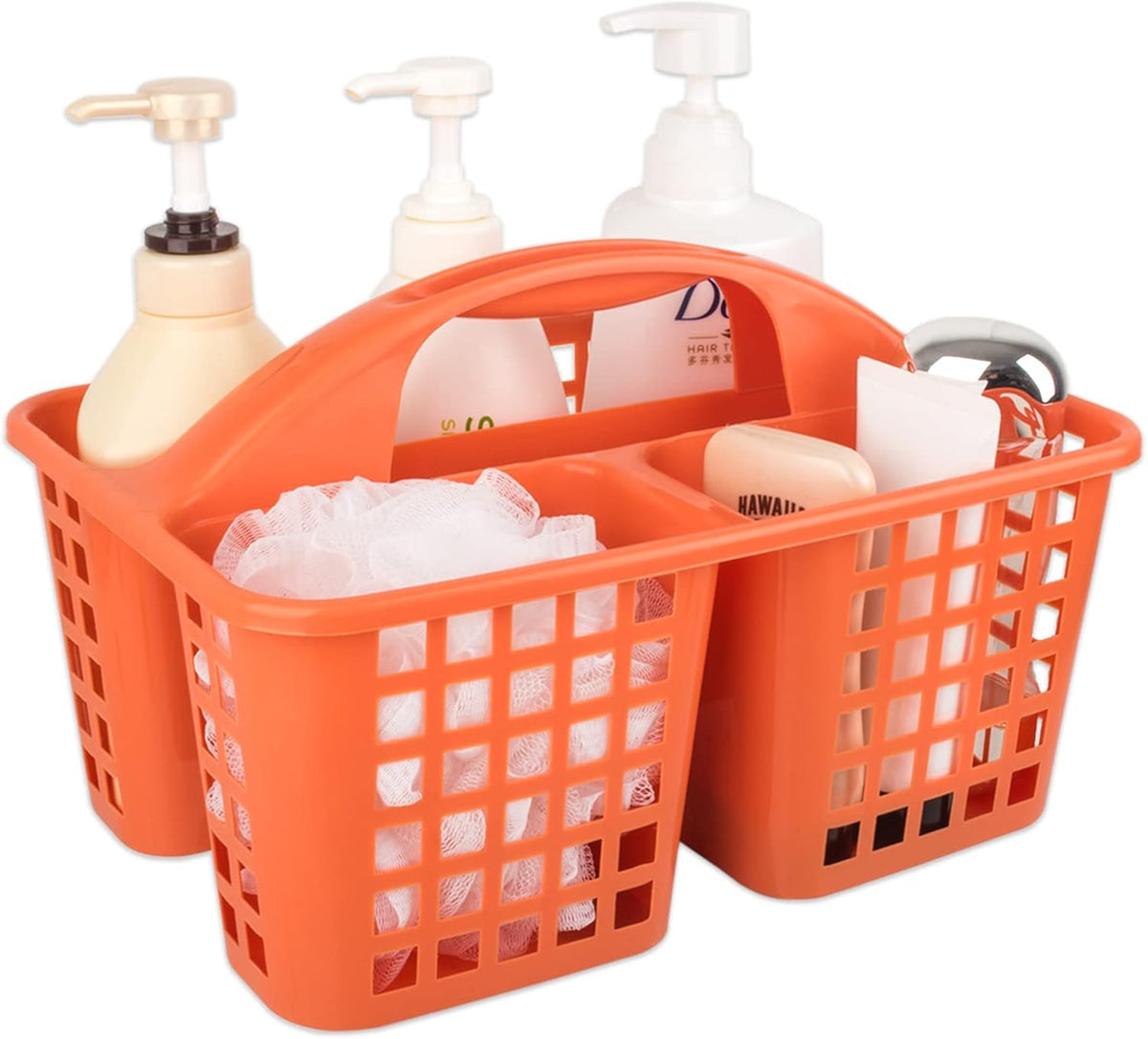 Portable Shower Caddy Basket Plastic Storage Basket with Compartments Grey | Sturdy Large Capacity Cleaning Supplies Organizer Divided Tool Bin for Bathroom Kitchen Bedroom College Dorm Essentials