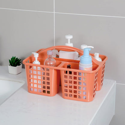 Portable Shower Caddy Basket Plastic Storage Basket with Compartments Grey | Sturdy Large Capacity Cleaning Supplies Organizer Divided Tool Bin for Bathroom Kitchen Bedroom College Dorm Essentials