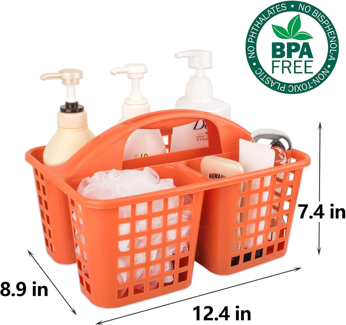 Portable Shower Caddy Basket Plastic Storage Basket with Compartments Grey | Sturdy Large Capacity Cleaning Supplies Organizer Divided Tool Bin for Bathroom Kitchen Bedroom College Dorm Essentials