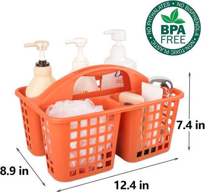 Portable Shower Caddy Basket Plastic Storage Basket with Compartments Grey | Sturdy Large Capacity Cleaning Supplies Organizer Divided Tool Bin for Bathroom Kitchen Bedroom College Dorm Essentials