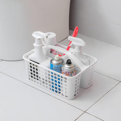 Portable Shower Caddy Basket Plastic Storage Basket with Compartments Grey | Sturdy Large Capacity Cleaning Supplies Organizer Divided Tool Bin for Bathroom Kitchen Bedroom College Dorm Essentials