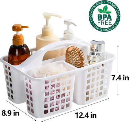 Portable Shower Caddy Basket Plastic Storage Basket with Compartments Grey | Sturdy Large Capacity Cleaning Supplies Organizer Divided Tool Bin for Bathroom Kitchen Bedroom College Dorm Essentials