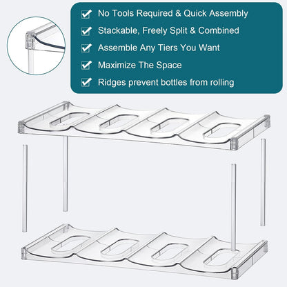 Acrylic Water Bottle Organizer, Hold Stanley 40 OZ Cup & Large Bottles & Tumblers w/Handle - Stackable Clear Bottle Holder Rack for Home Kitchen Pantry Shelf Countertop Cabinet, 4 Tier Hold 12