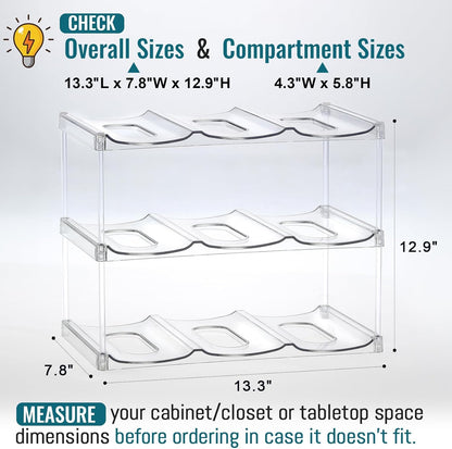 Acrylic Water Bottle Organizer, Hold Stanley 40 OZ Cup & Large Bottles & Tumblers w/Handle - Stackable Clear Bottle Holder Rack for Home Kitchen Pantry Shelf Countertop Cabinet, 4 Tier Hold 12