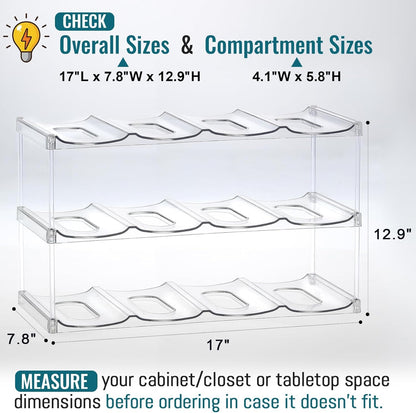 Acrylic Water Bottle Organizer, Hold Stanley 40 OZ Cup & Large Bottles & Tumblers w/Handle - Stackable Clear Bottle Holder Rack for Home Kitchen Pantry Shelf Countertop Cabinet, 4 Tier Hold 12