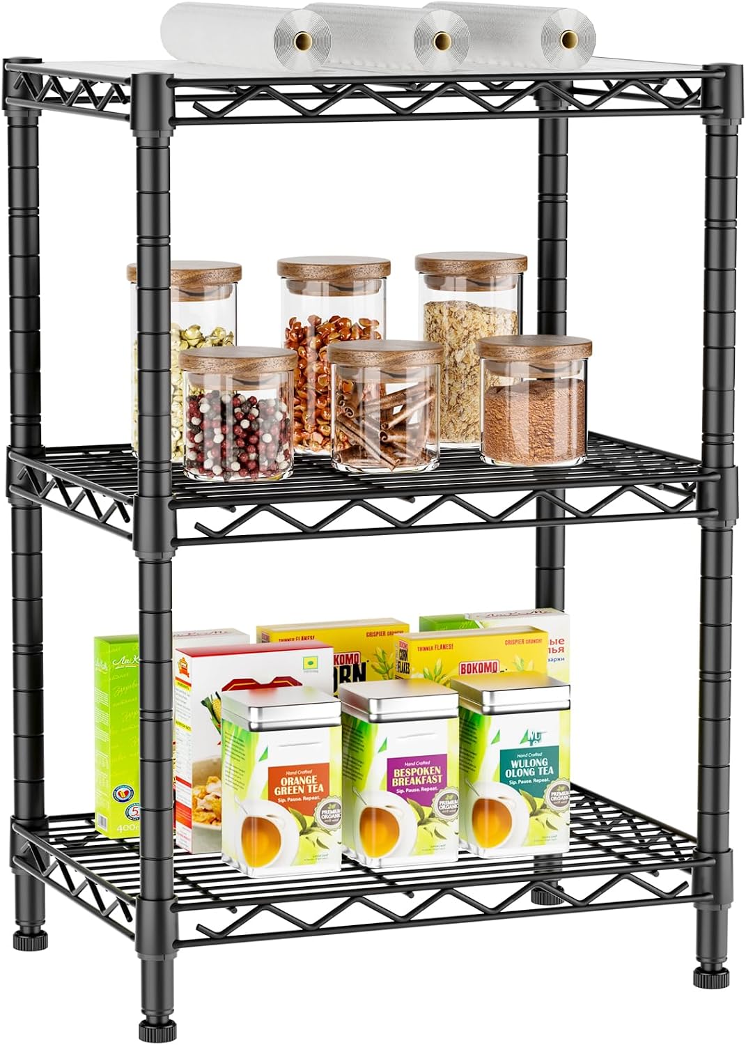5Tier Adjustable Storage Shelves Metal Wire Shelving Standing Shelf