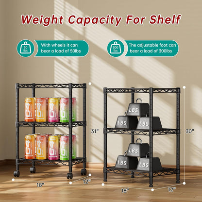 5Tier Adjustable Storage Shelves Metal Wire Shelving Standing Shelf