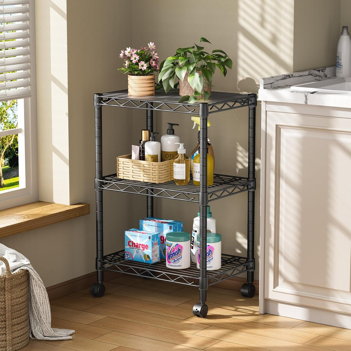 5Tier Adjustable Storage Shelves Metal Wire Shelving Standing Shelf