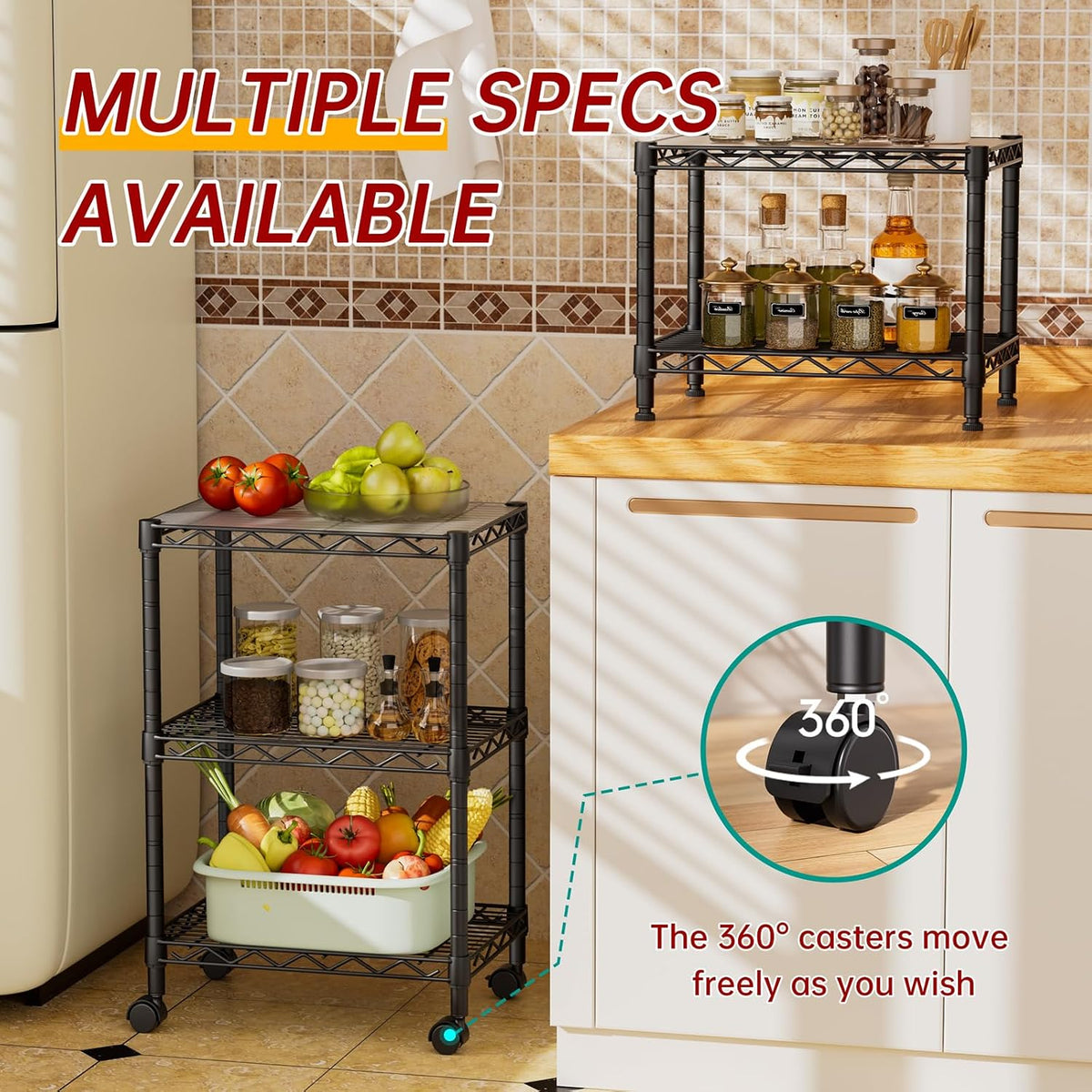 5Tier Adjustable Storage Shelves Metal Wire Shelving Standing Shelf