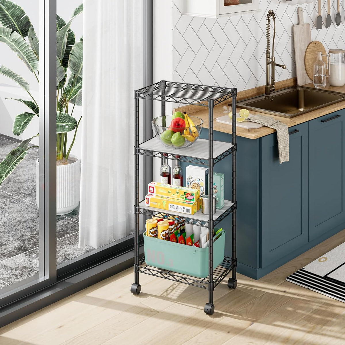 5Tier Adjustable Storage Shelves Metal Wire Shelving Standing Shelf