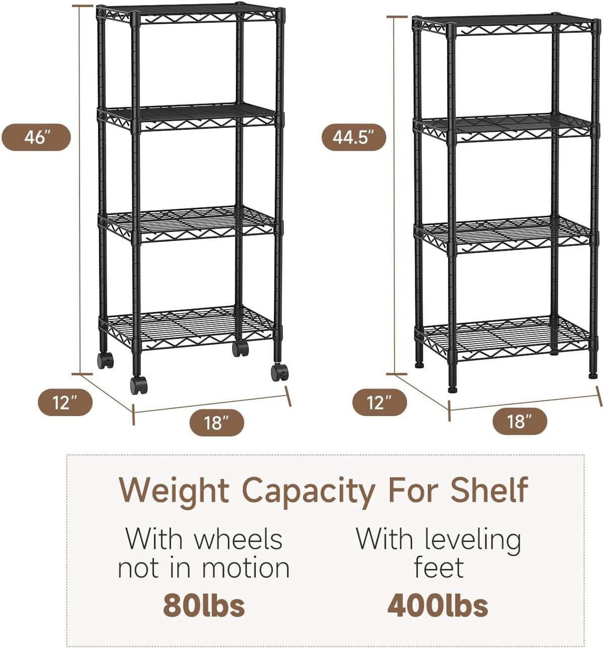 5Tier Adjustable Storage Shelves Metal Wire Shelving Standing Shelf