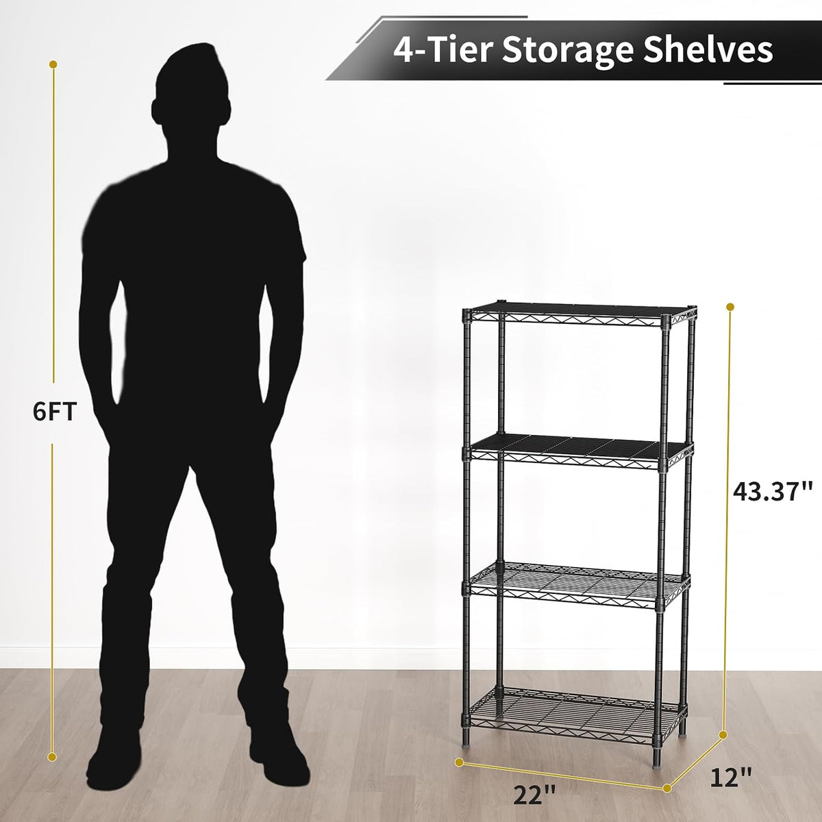 5Tier Adjustable Storage Shelves Metal Wire Shelving Standing Shelf