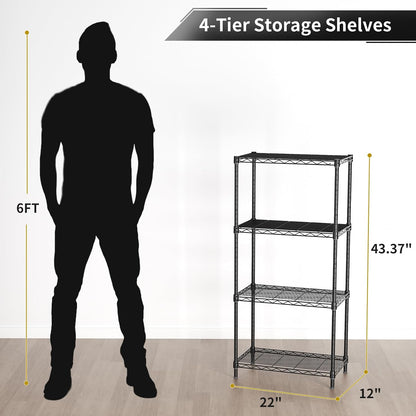 5Tier Adjustable Storage Shelves Metal Wire Shelving Standing Shelf