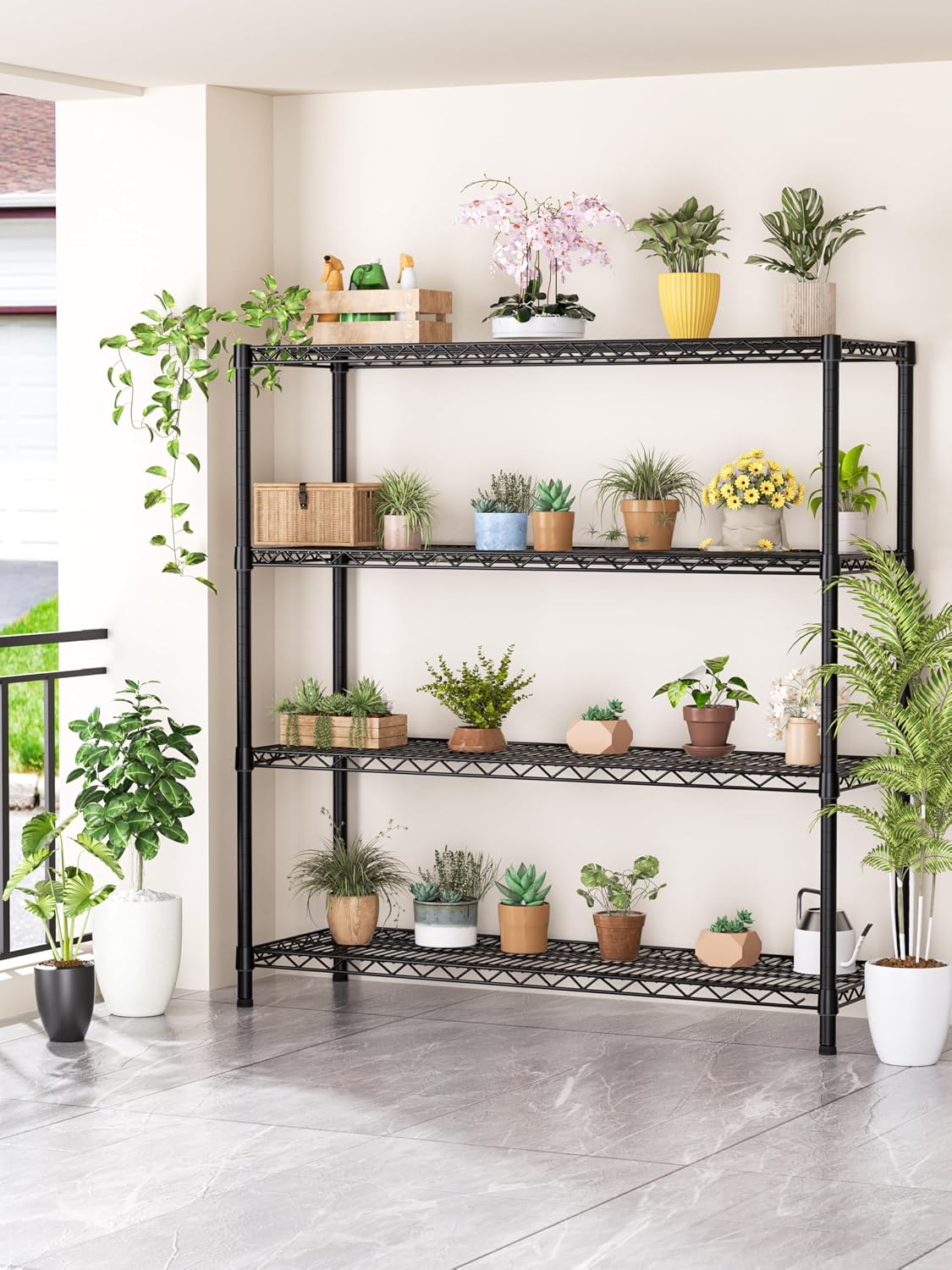 5Tier Adjustable Storage Shelves Metal Wire Shelving Standing Shelf
